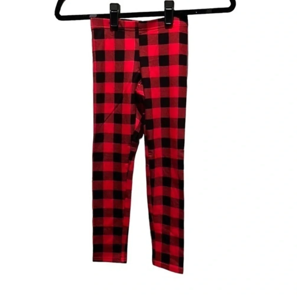 New Buffalo Plaid Girls Leggings Size Small 6-7 Red Black Buffalo check NWT